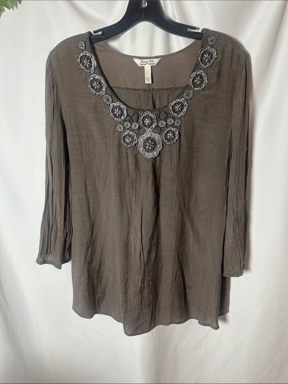 krazy kat Brown Embellished Scoop Neck Tunic